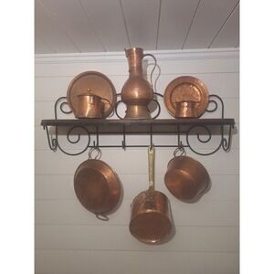 Antique handmade hammered copper cookware lot